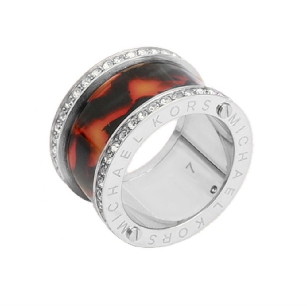 Michael Kors Tortoise Barrel Ring Silver - Picture 5 of 8